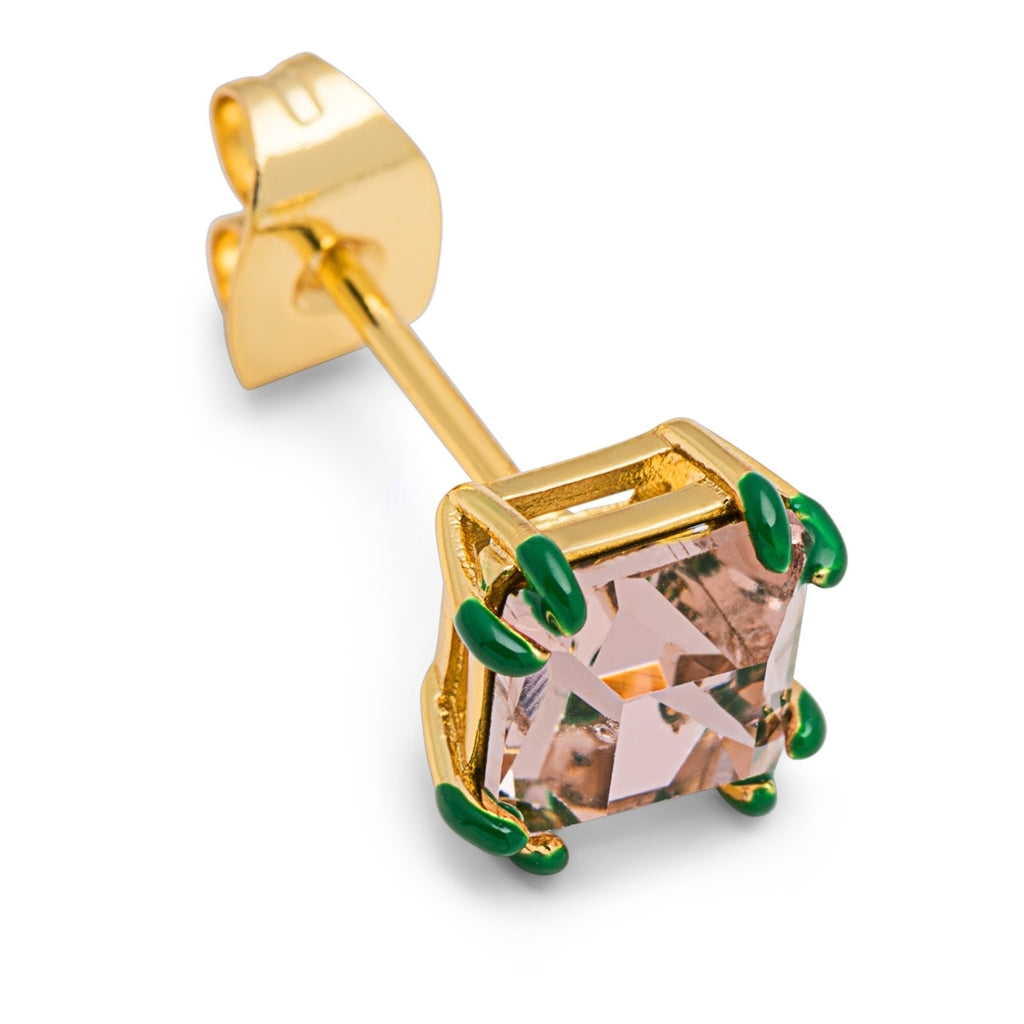 LULU Copenhagen Gala Crystal Bling boucle d'oreille 1 pièce Ear stud, 1 pcs Vintage Rose/Green
