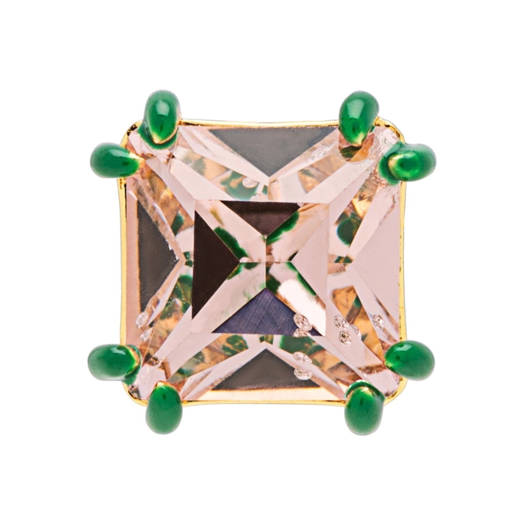 LULU Copenhagen Gala Crystal Bling boucle d'oreille 1 pièce Ear stud, 1 pcs Vintage Rose/Green