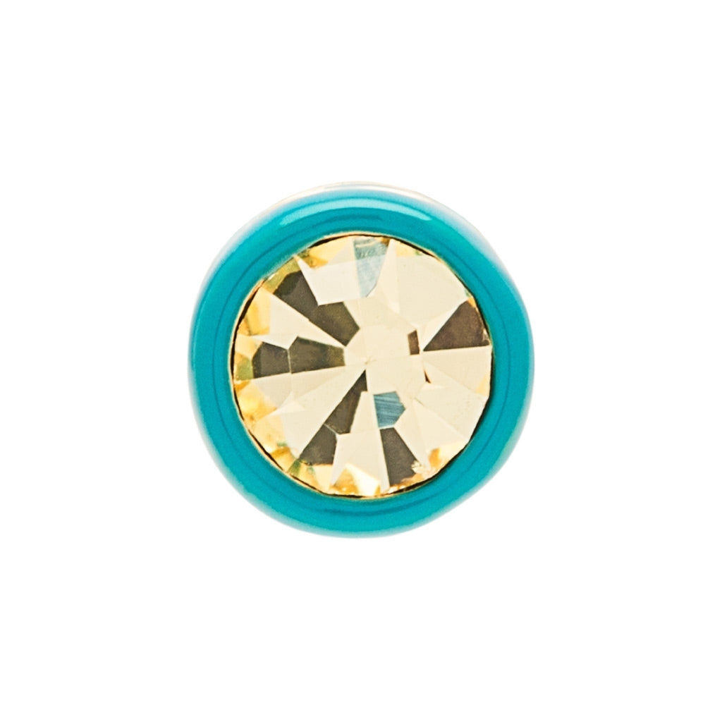 LULU Copenhagen Gala Crystal Round boucle d'oreille 1 pièce Ear stud, 1 pcs Jonquil/Retro Blue