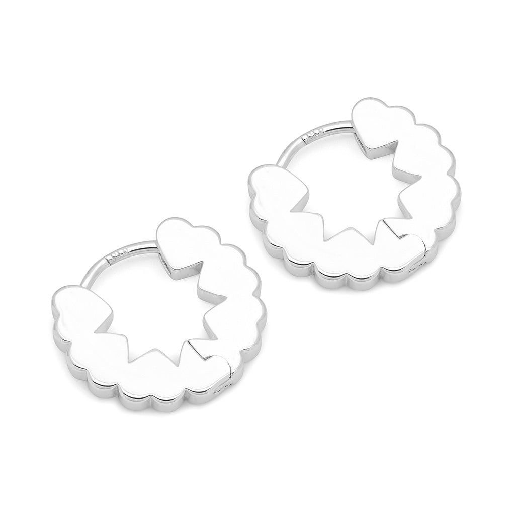LULU Copenhagen Heart Hoops Paire Hoops Silver Plated