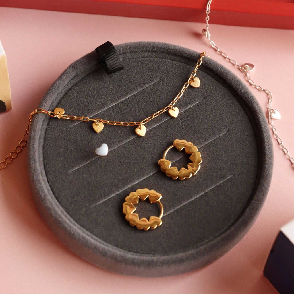 LULU Copenhagen Heart Hoops Paire Hoops Gold Plated