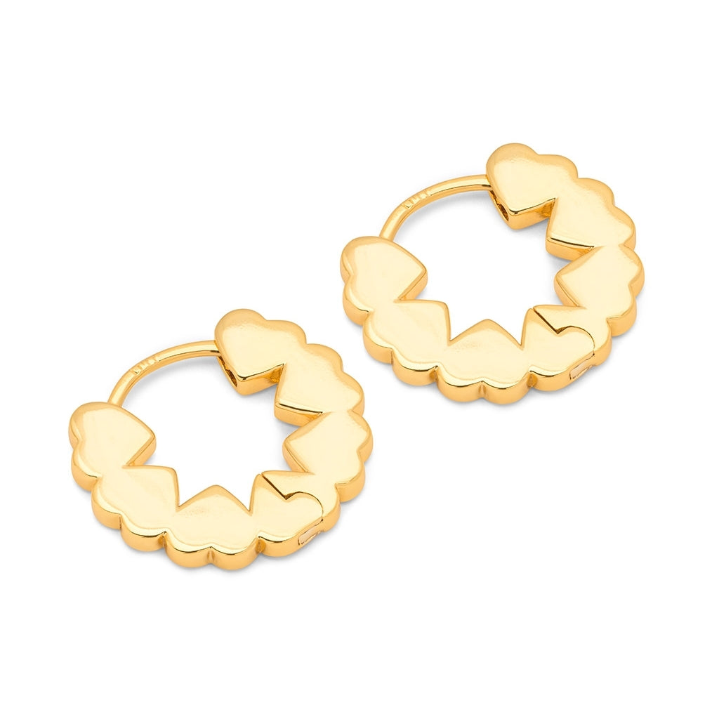 LULU Copenhagen Heart Hoops Paire Hoops Gold Plated