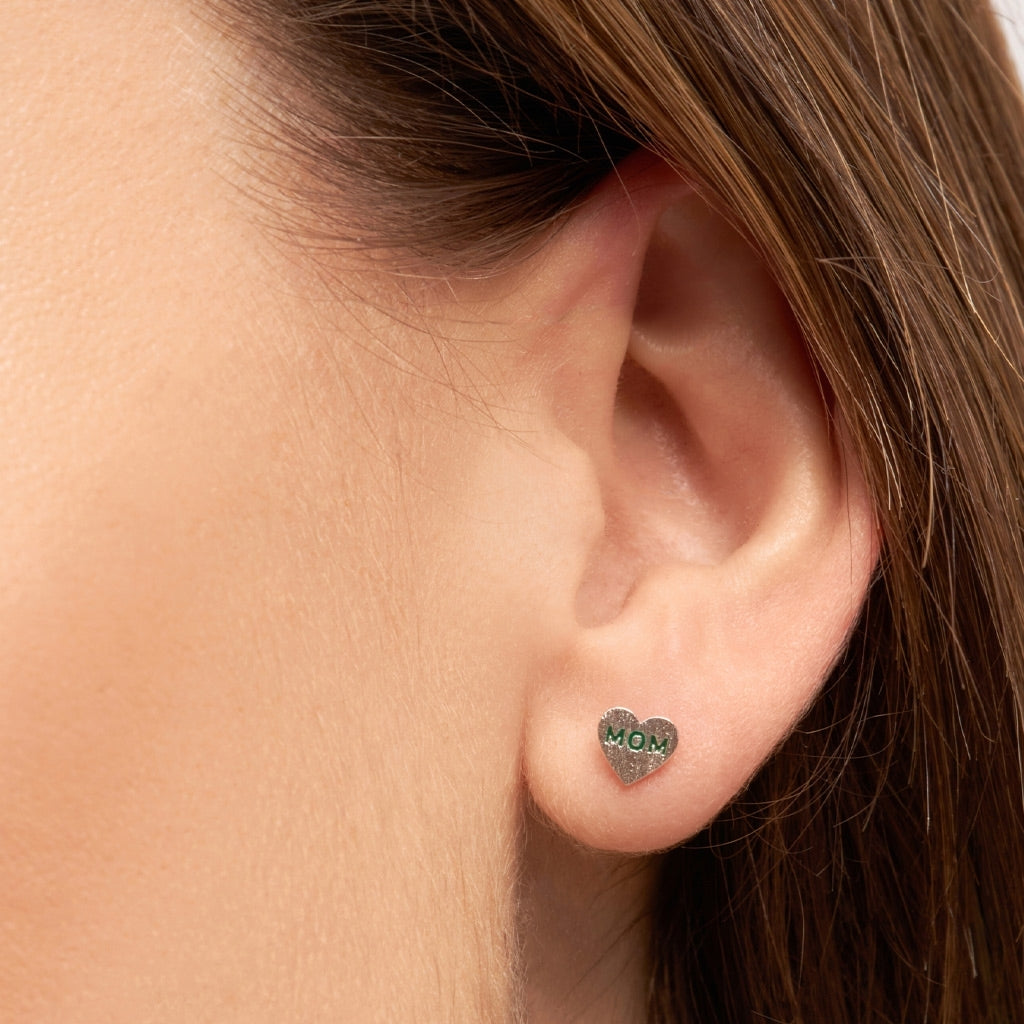 LULU Copenhagen Heart Mom boucle d'oreille 1 pièce plaqué argent Ear stud, 1 pcs Green