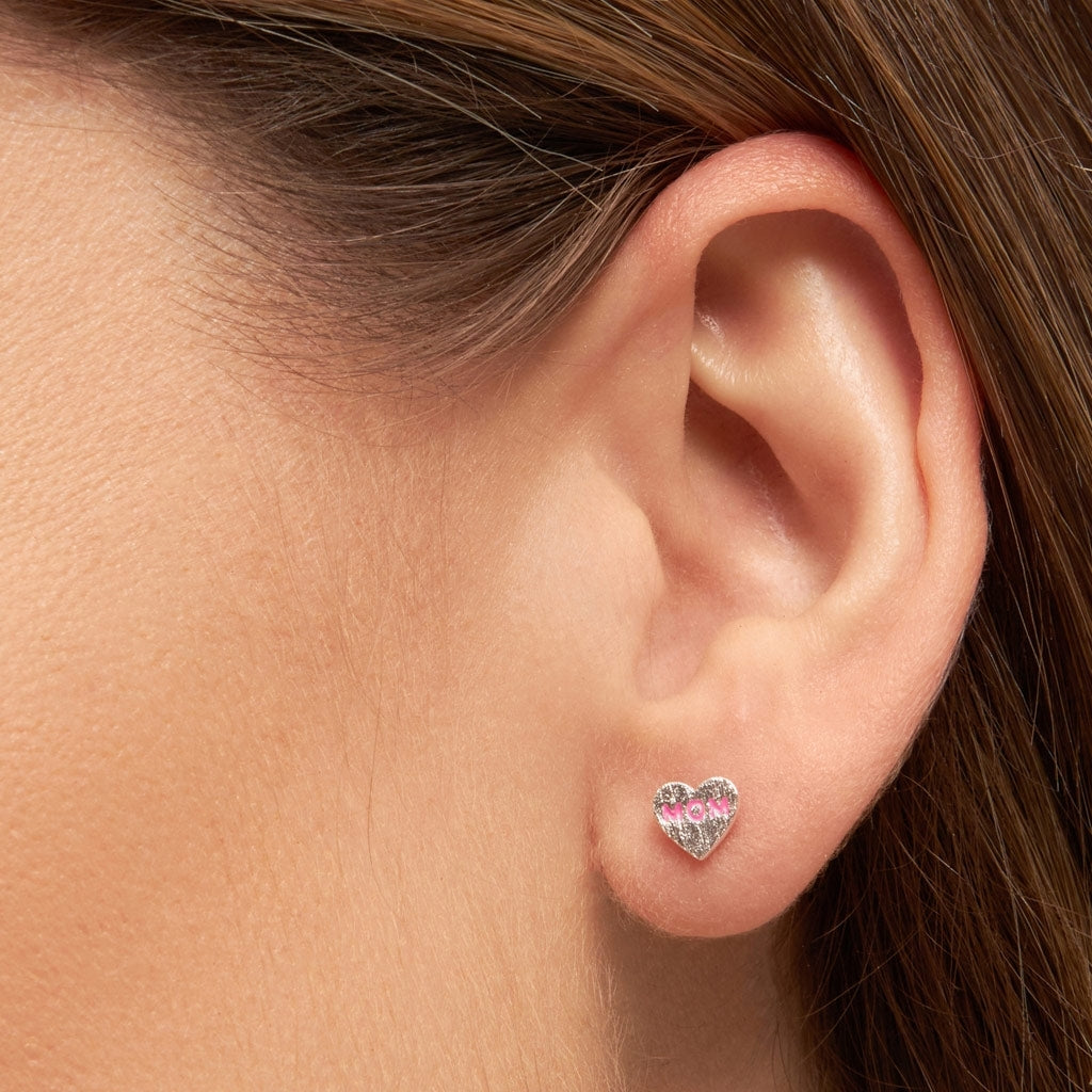LULU Copenhagen Heart Mom boucle d'oreille 1 pièce plaqué argent Ear stud, 1 pcs Pink