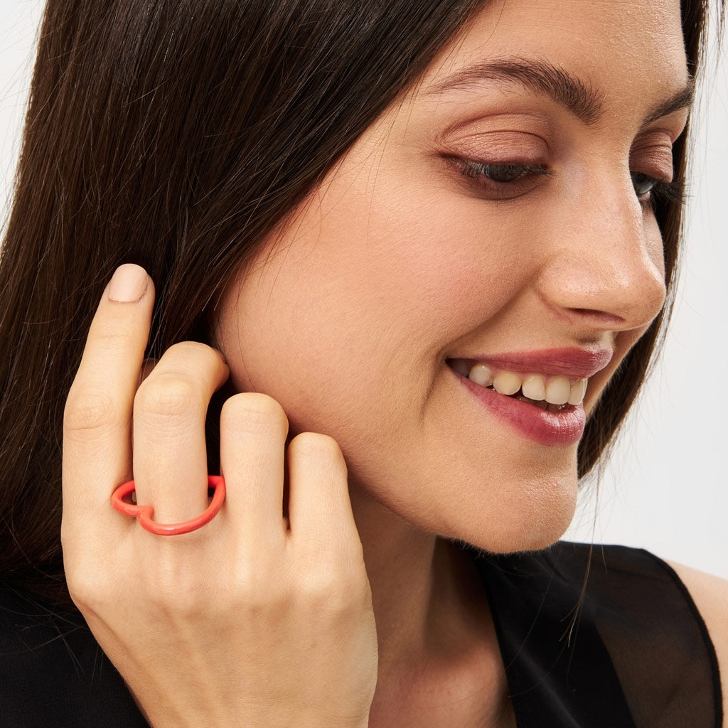 LULU Copenhagen Heart Ring émail Rings Lipstick Red