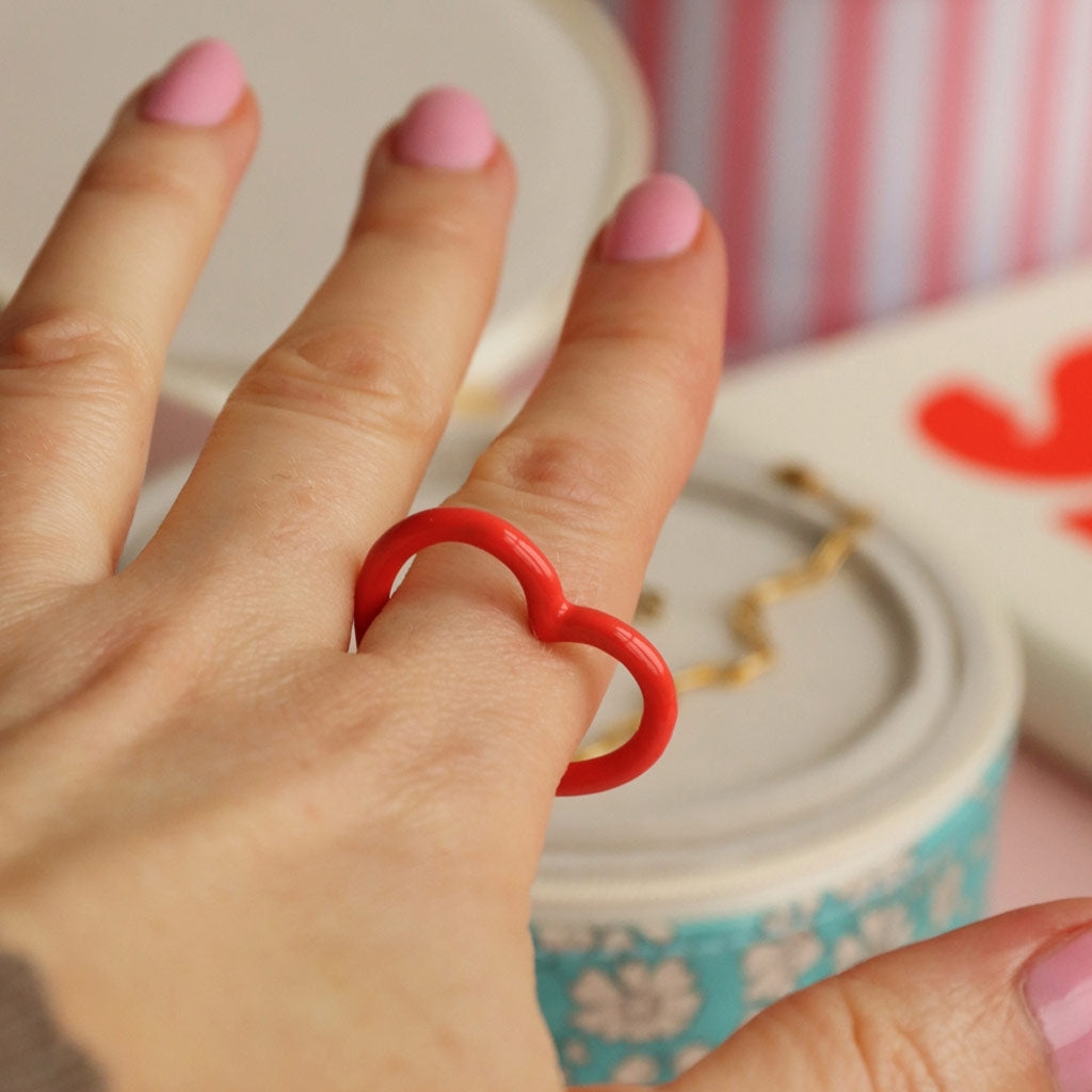 LULU Copenhagen Heart Ring émail Rings Lipstick Red