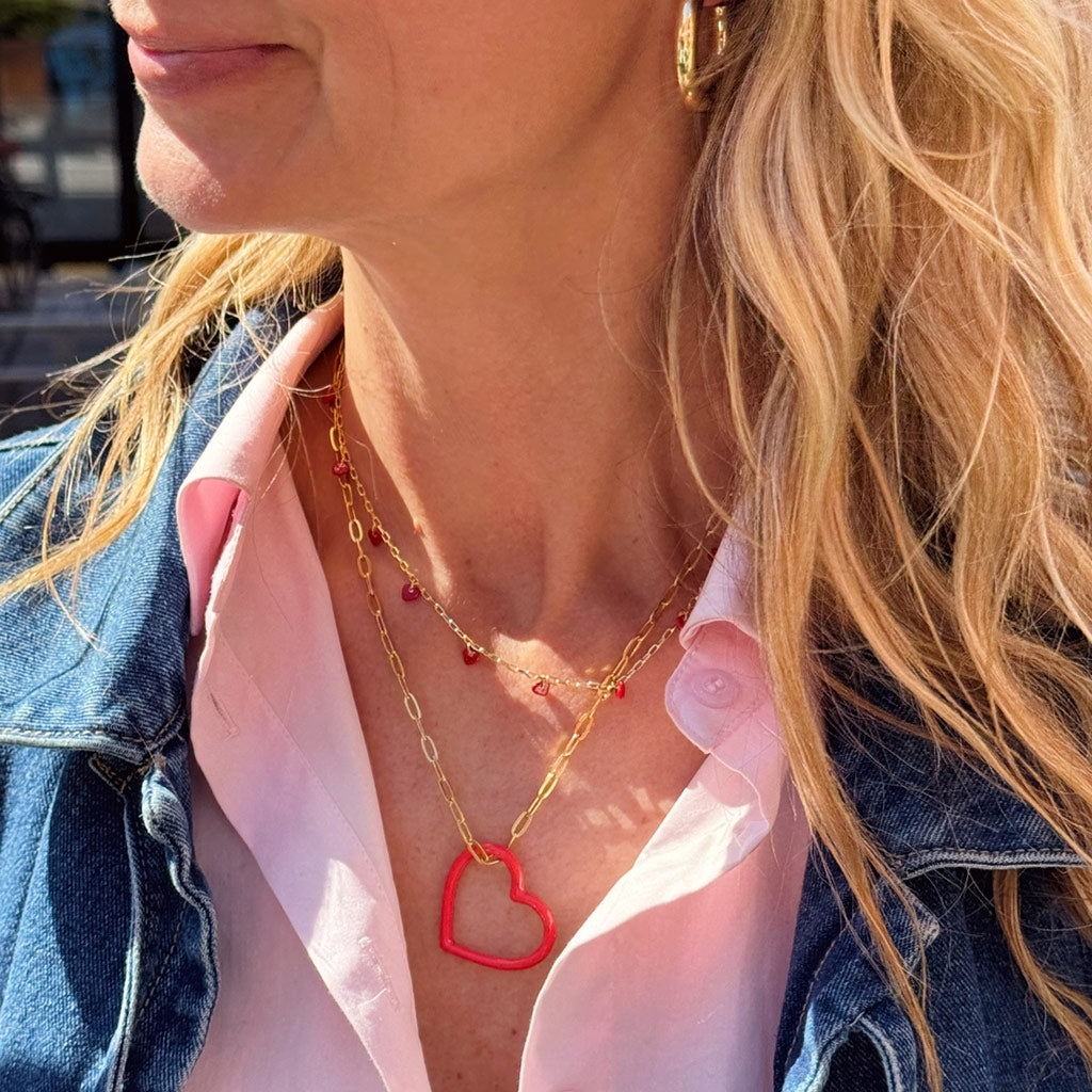 LULU Copenhagen Heart Ring émail Rings Lipstick Red