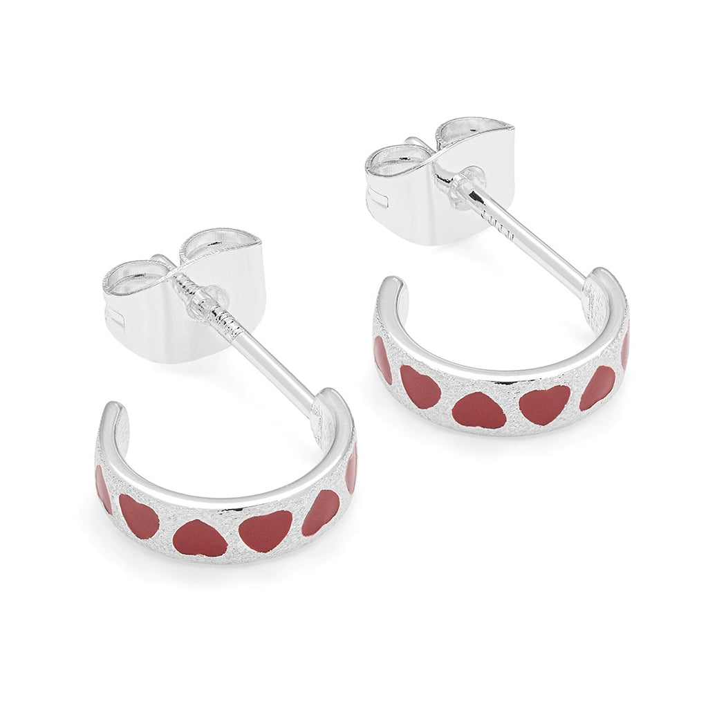LULU Copenhagen Love Repeat hoops paires - Plaqué argent Hoops Passion Red