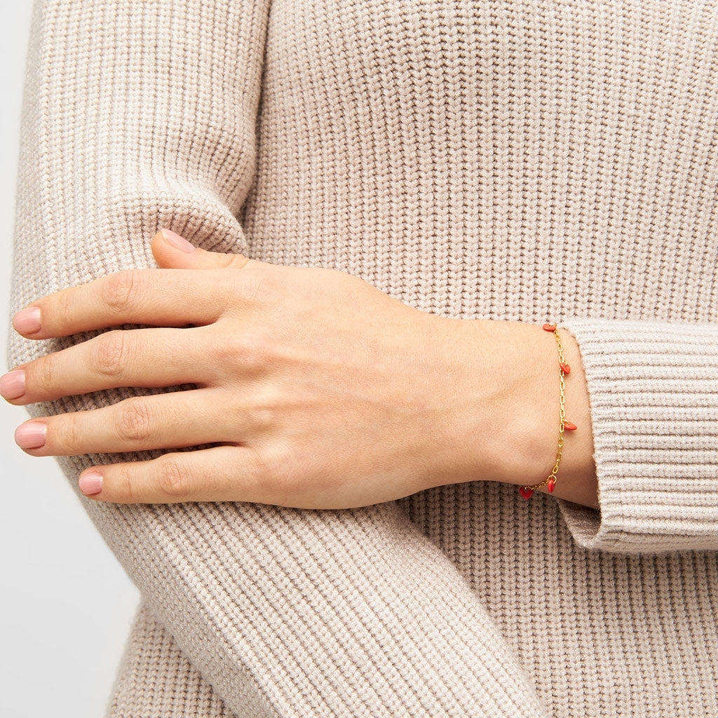 LULU Copenhagen Love U Bracelet plaqué or Bracelets Lipstick Red