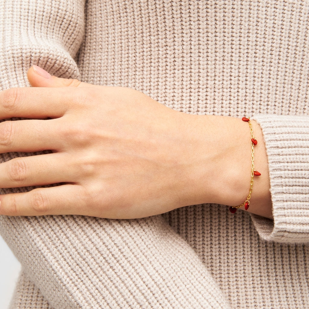 LULU Copenhagen Love U Bracelet plaqué or Bracelets Passion Red