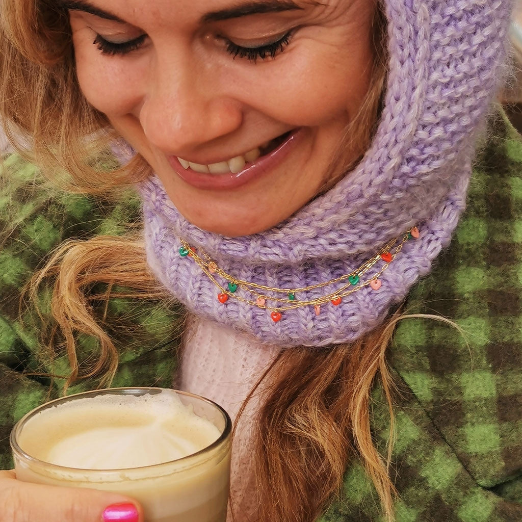 LULU Copenhagen Love U Collier plaqué or Necklaces Lipstick Red