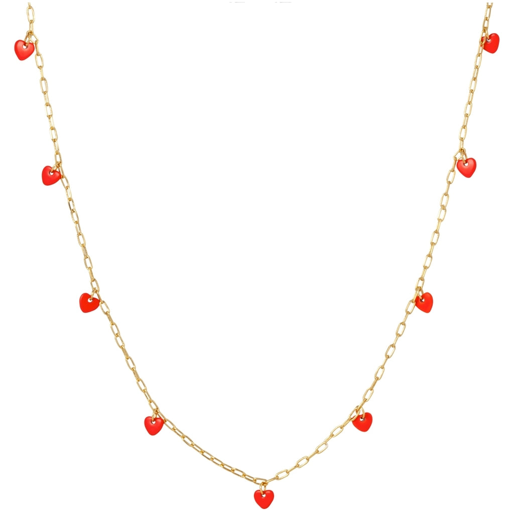 LULU Copenhagen Love U Collier plaqué or Necklaces Lipstick Red
