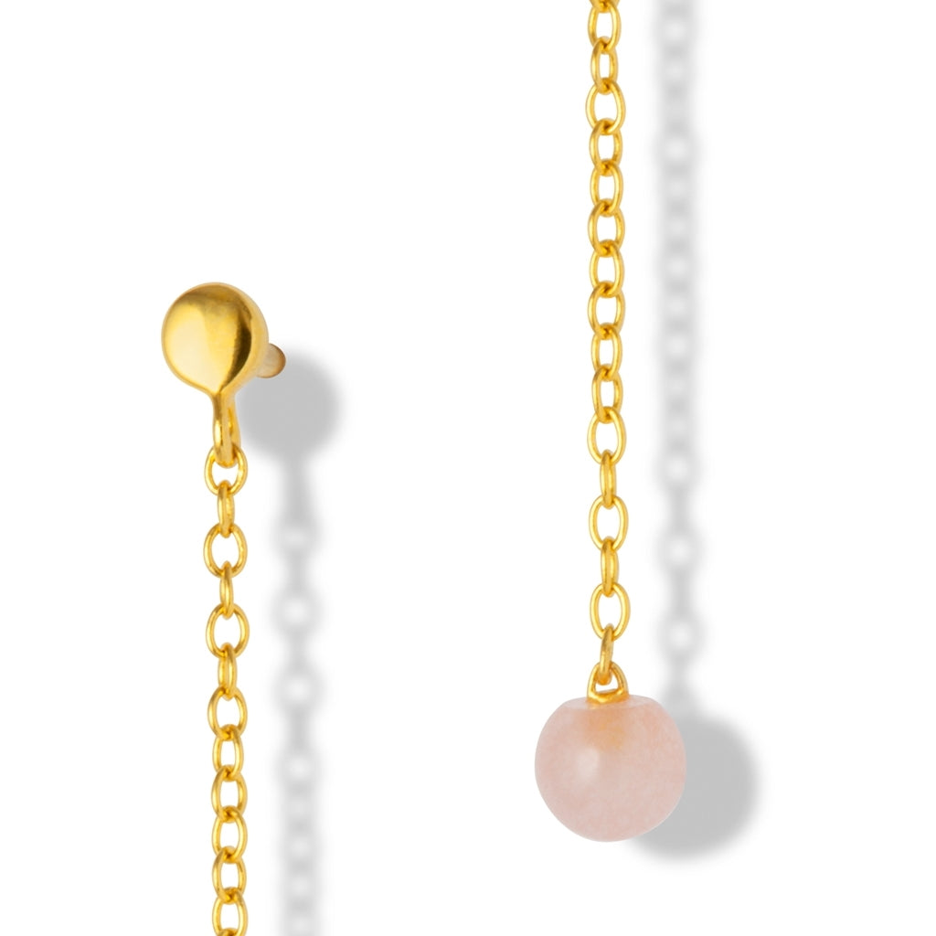 LULU Copenhagen Natural Stone Chain boucle d'oreille 1 pièce Ear stud, 1 pcs Rose
