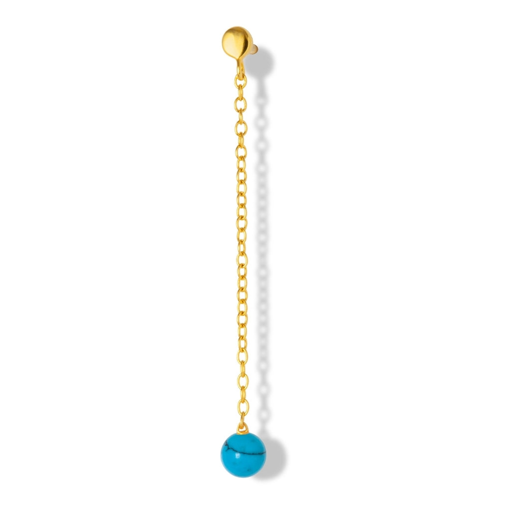 LULU Copenhagen Natural Stone Chain boucle d'oreille 1 pièce Ear stud, 1 pcs Turquoise