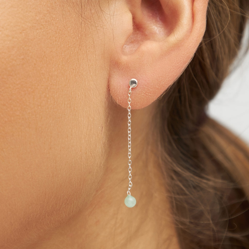 LULU Copenhagen Natural Stone Chain boucle d'oreille 1 pièce Ear stud, 1 pcs Light Green