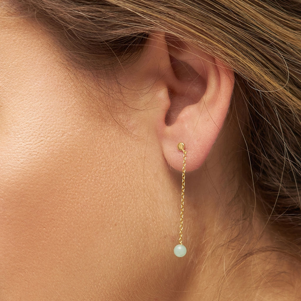 LULU Copenhagen Natural Stone Chain boucle d'oreille 1 pièce Ear stud, 1 pcs Light Green