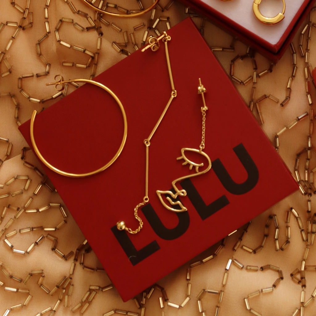 LULU Copenhagen Non Hoops Large paire brillant Hoops Gold Plated