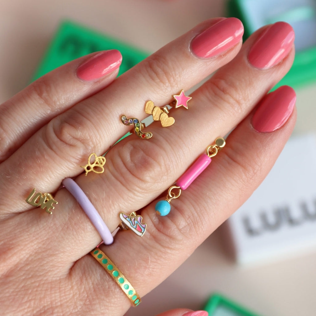 LULU Copenhagen Pattern Ring plaqué or Rings Purple Harvest