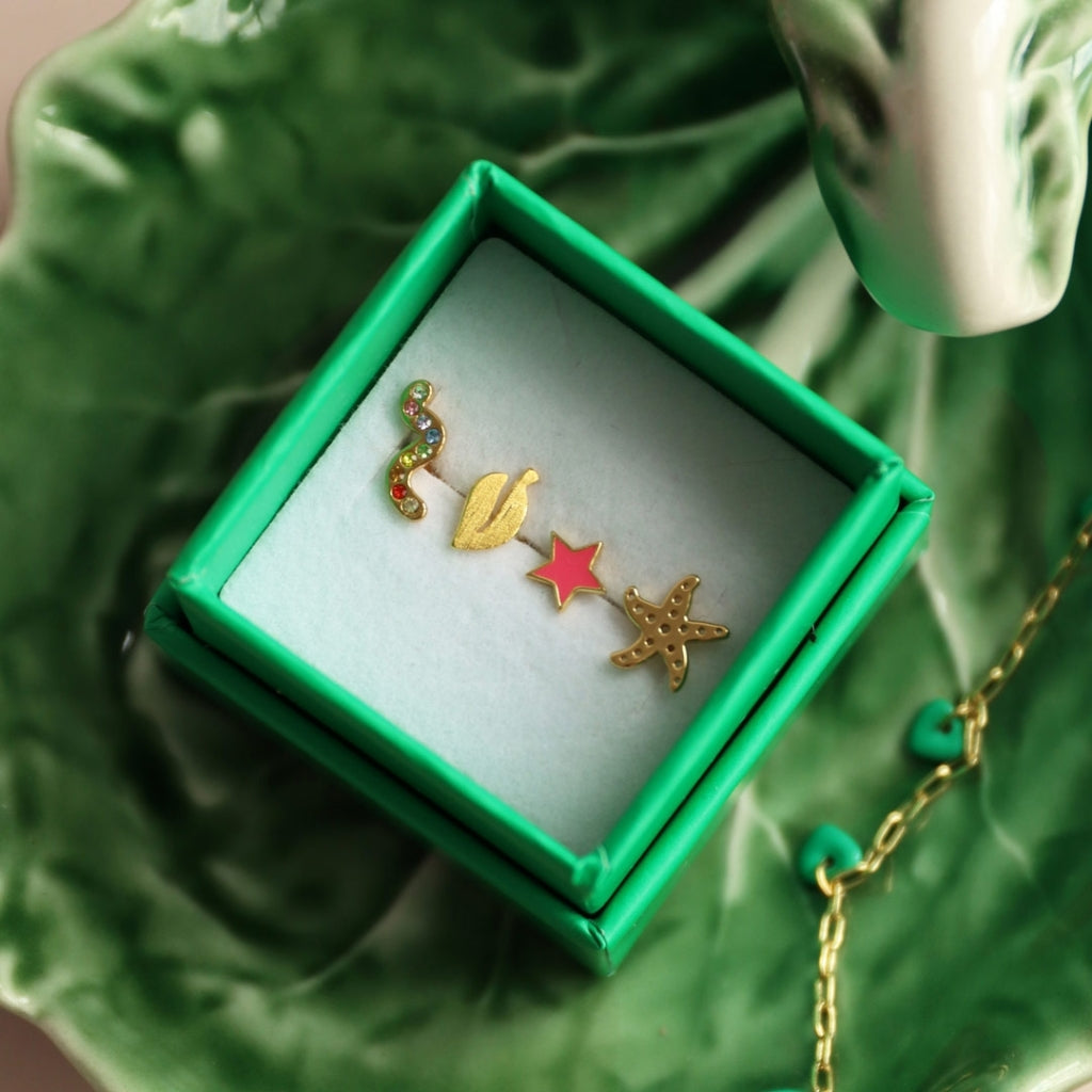 LULU Copenhagen Snaky boucle d'oreille 1 pièce plaqué or Ear stud, 1 pcs Rainbow