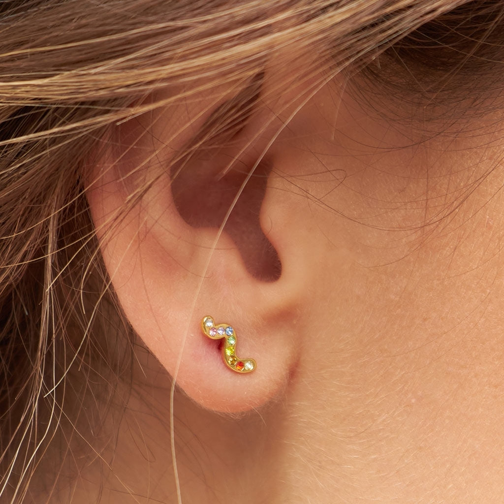 LULU Copenhagen Snaky boucle d'oreille 1 pièce plaqué or Ear stud, 1 pcs Rainbow