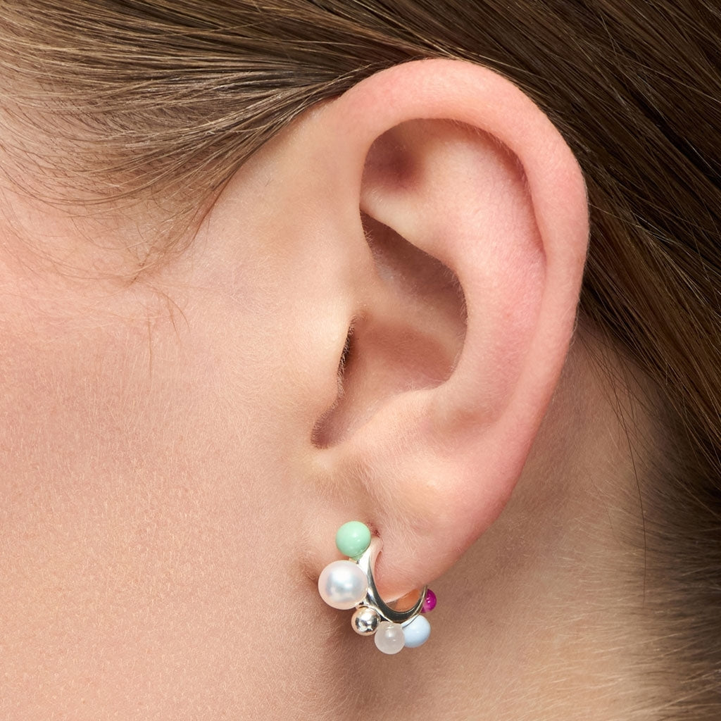 LULU Copenhagen Space Hoops Paire plaqué argent Hoops Skyride Blue