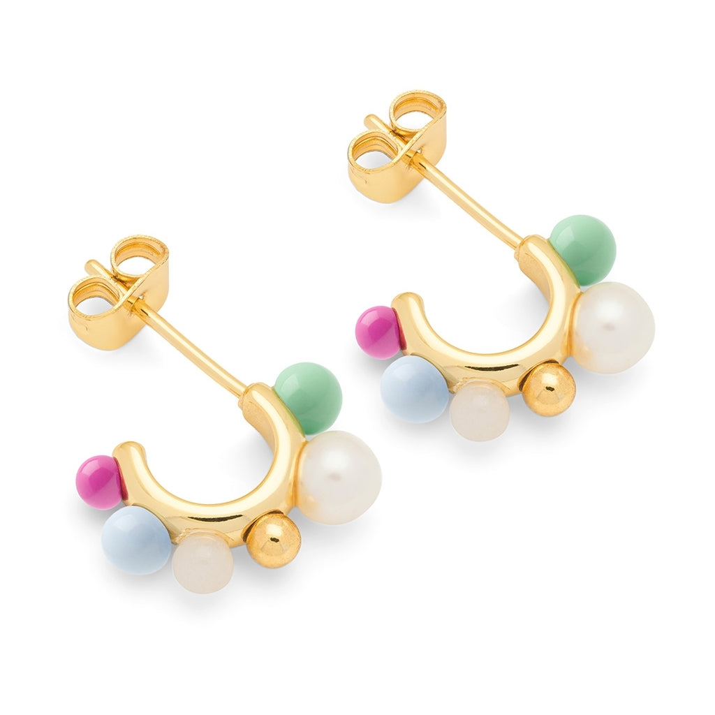 LULU Copenhagen Space Hoops Paire plaqué or Hoops Skyride Blue