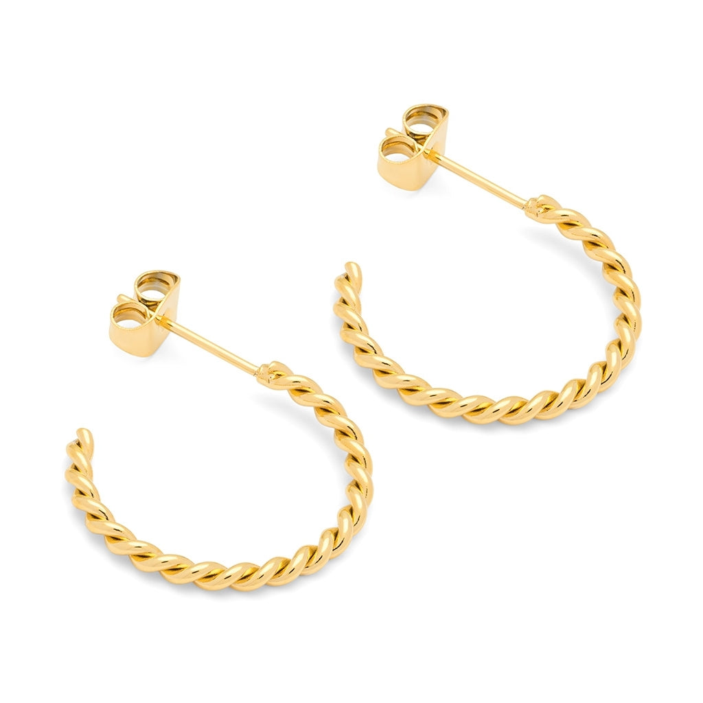 LULU Copenhagen Twisted Hoops paire - plaqué or Hoops Gold Plated