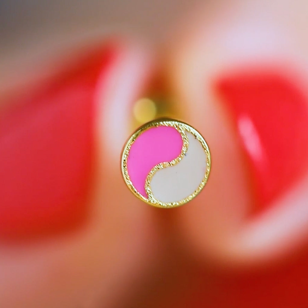LULU Copenhagen Yin Yang boucle d'oreille 1 pièce Ear stud, 1 pcs Pink/Buttercream