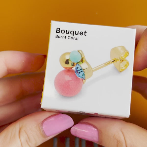 LULU Copenhagen Bouquet Burnt Coral boucle d'oreille 1 pièce Ear stud, 1 pcs Gold Plated - Video preview