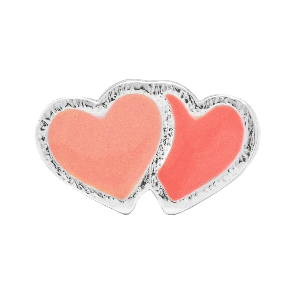 LULU Copenhagen 2Hearts boucle d'oreille 1 pièce plaqué argent Ear stud, 1 pcs Burnt Coral-Orange Coral