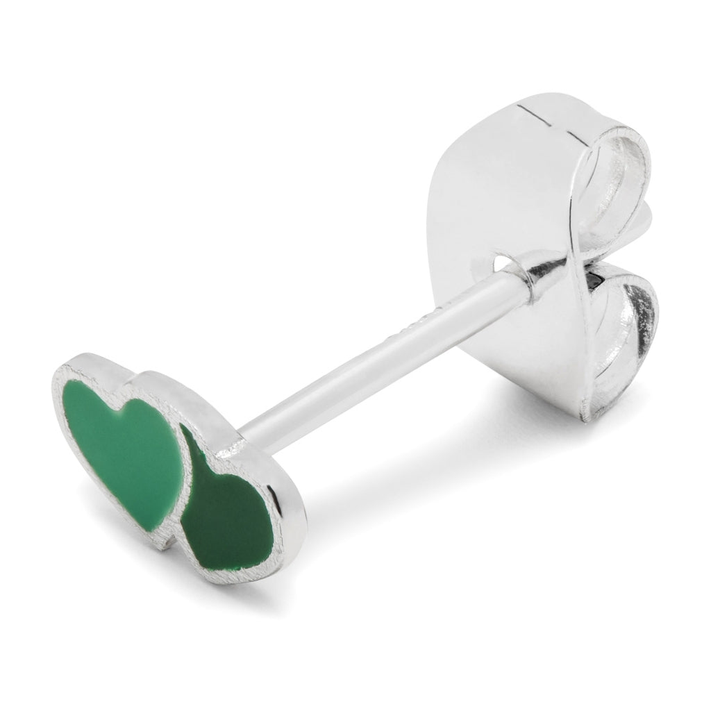 LULU Copenhagen 2Hearts boucle d'oreille 1 pièce plaqué argent Ear stud, 1 pcs Green/Light Green