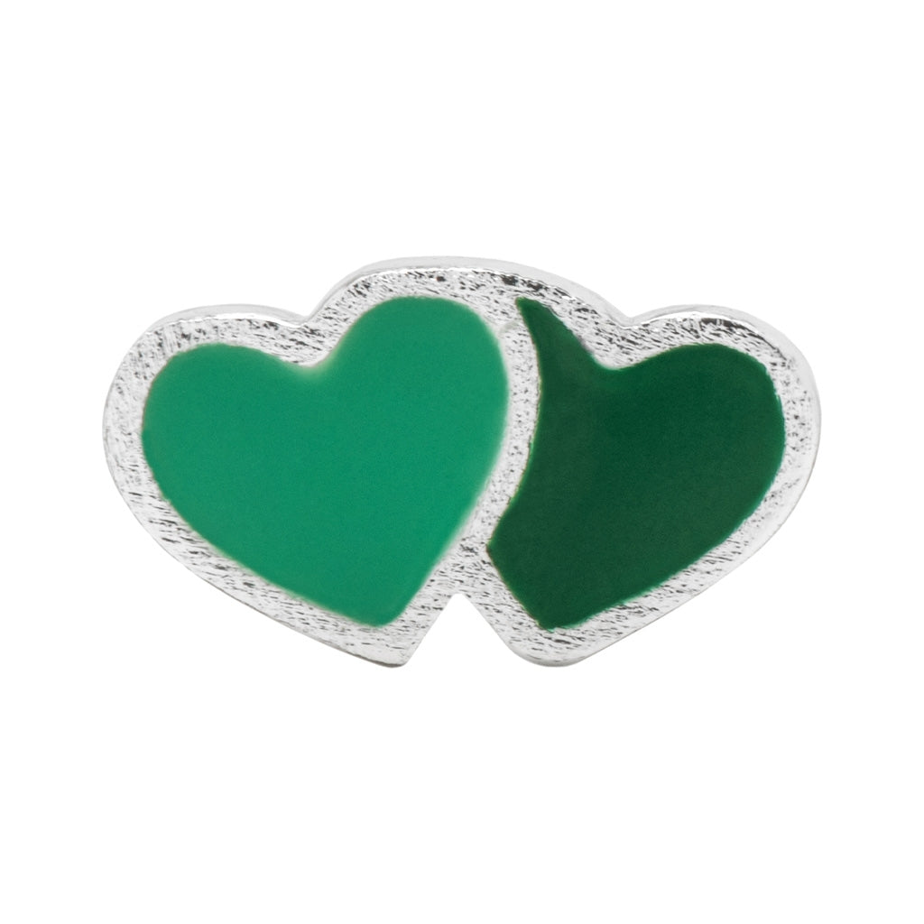 LULU Copenhagen 2Hearts boucle d'oreille 1 pièce plaqué argent Ear stud, 1 pcs Green/Light Green