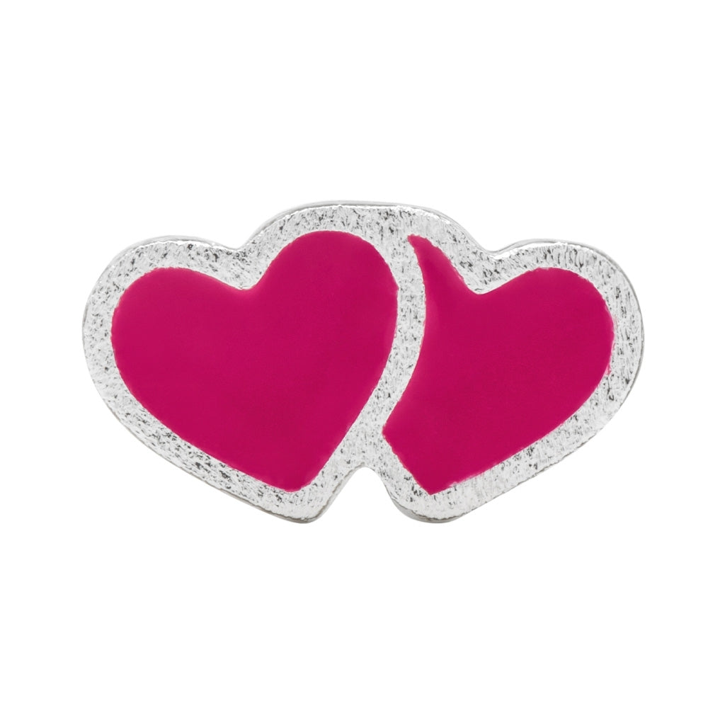 LULU Copenhagen 2Hearts boucle d'oreille 1 pièce plaqué argent Ear stud, 1 pcs Plum
