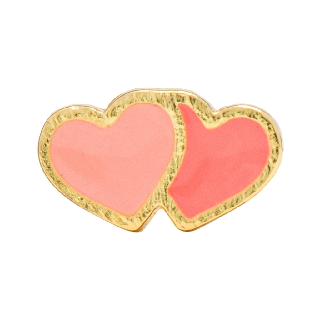 LULU Copenhagen 2Hearts boucle d'oreille 1 pièce plaqué or Ear stud, 1 pcs Burnt Coral-Orange Coral