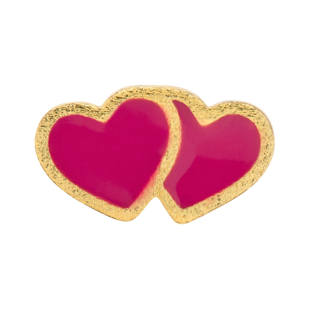 LULU Copenhagen 2Hearts boucle d'oreille 1 pièce plaqué or Ear stud, 1 pcs Plum