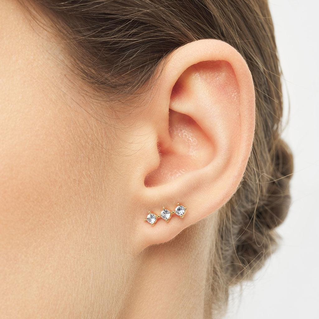 LULU Copenhagen 3 Crystals 1 pièce Ear stud, 1 pcs Silk