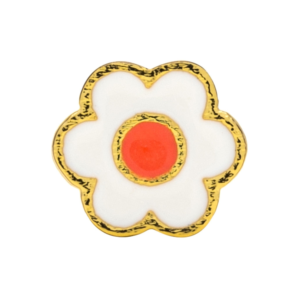 LULU Copenhagen Anemone boucle d'oreille 1 pièce plaqué or Ear stud, 1 pcs Orange/Coral - White