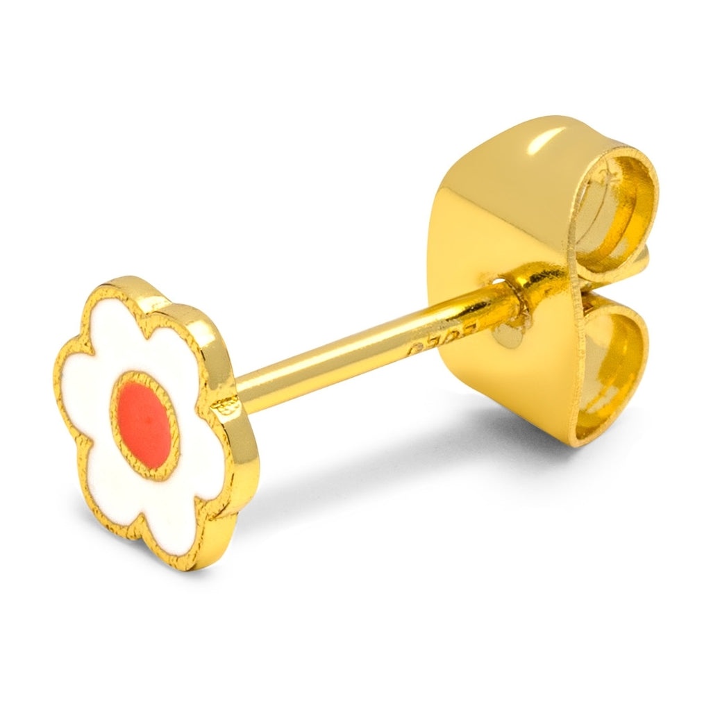 LULU Copenhagen Anemone boucle d'oreille 1 pièce plaqué or Ear stud, 1 pcs Orange/Coral - White