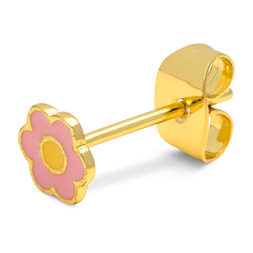 LULU Copenhagen Anemone boucle d'oreille 1 pièce plaqué or Ear stud, 1 pcs Yellow-Pink