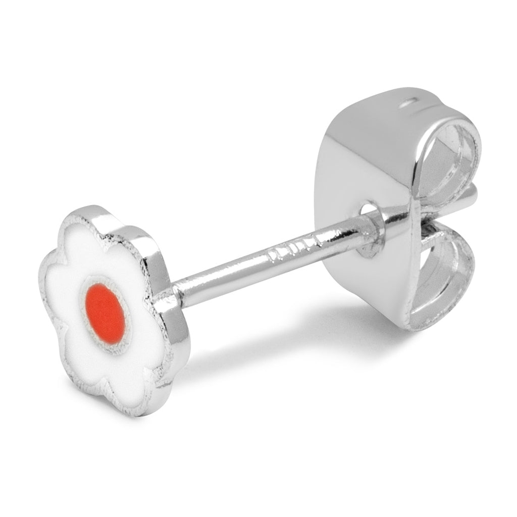 LULU Copenhagen Anemone boucle d'oreille 1 pièce plaqué argent Ear stud, 1 pcs Orange/Coral - White