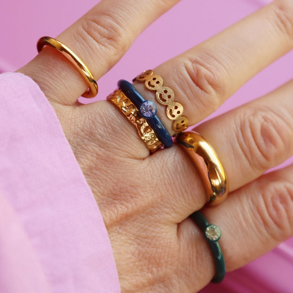 LULU Copenhagen Basic Rough Anneau Rings Gold Plated