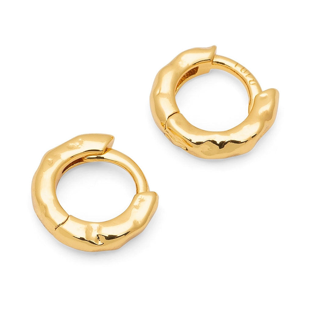 LULU Copenhagen Basic Rough Hoops paires Hoops Gold Plated