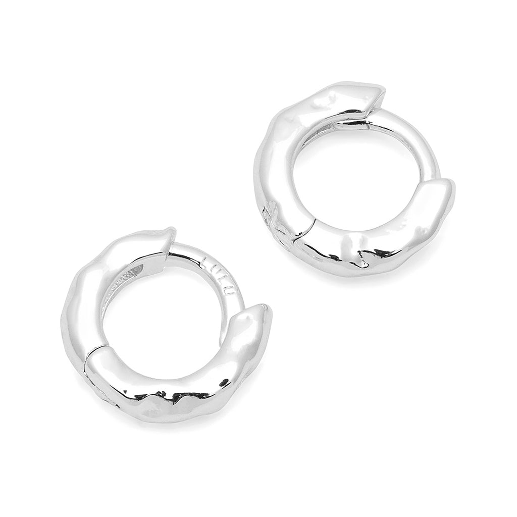 LULU Copenhagen Basic Rough Hoops paires Hoops Silver Plated