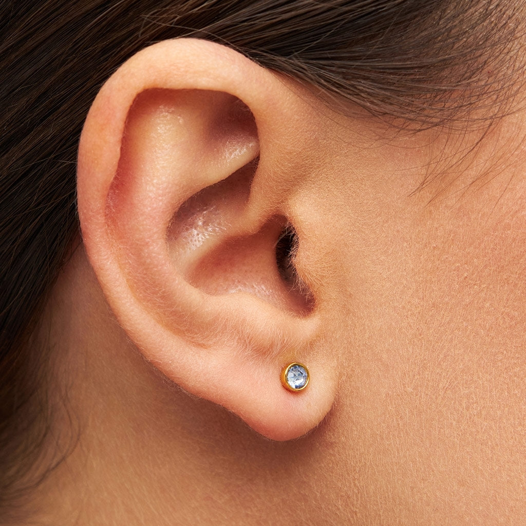 LULU Copenhagen Bling boucle d'oreille 1 pièce plaqué or Ear stud, 1 pcs Light Blue