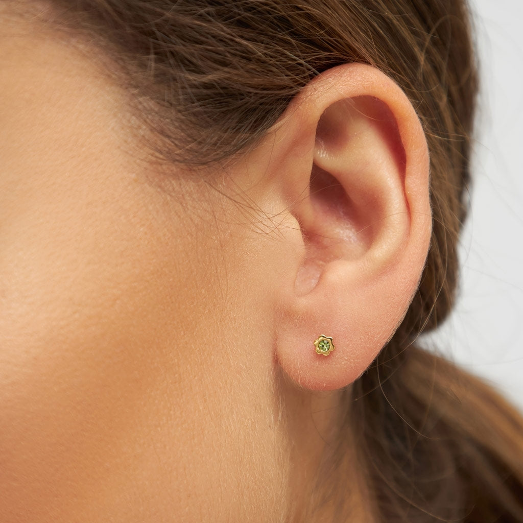 LULU Copenhagen Blomst Brillant boucle d'oreille 1 pièce Ear stud, 1 pcs Light Green