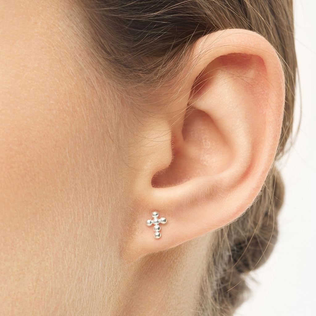 LULU Copenhagen Bouquet Cross 1 pièce Ear stud, 1 pcs Silver Plated