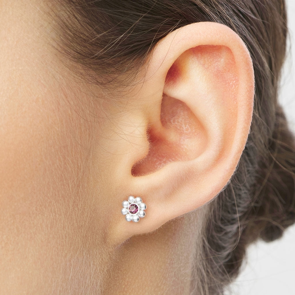 LULU Copenhagen Bouquet Crystal Flower 1 pièce - Plaqué argent Ear stud, 1 pcs Amethyst