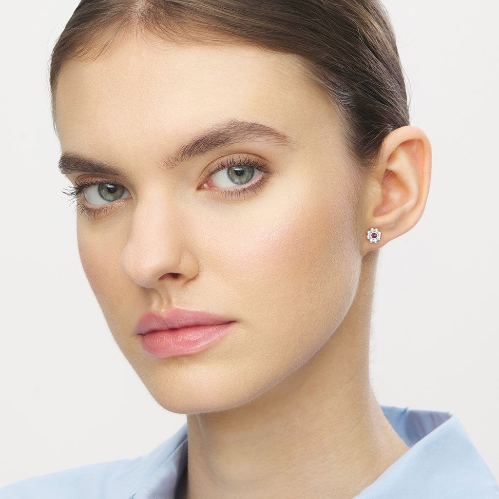 LULU Copenhagen Bouquet Crystal Flower 1 pièce - Plaqué argent Ear stud, 1 pcs Amethyst
