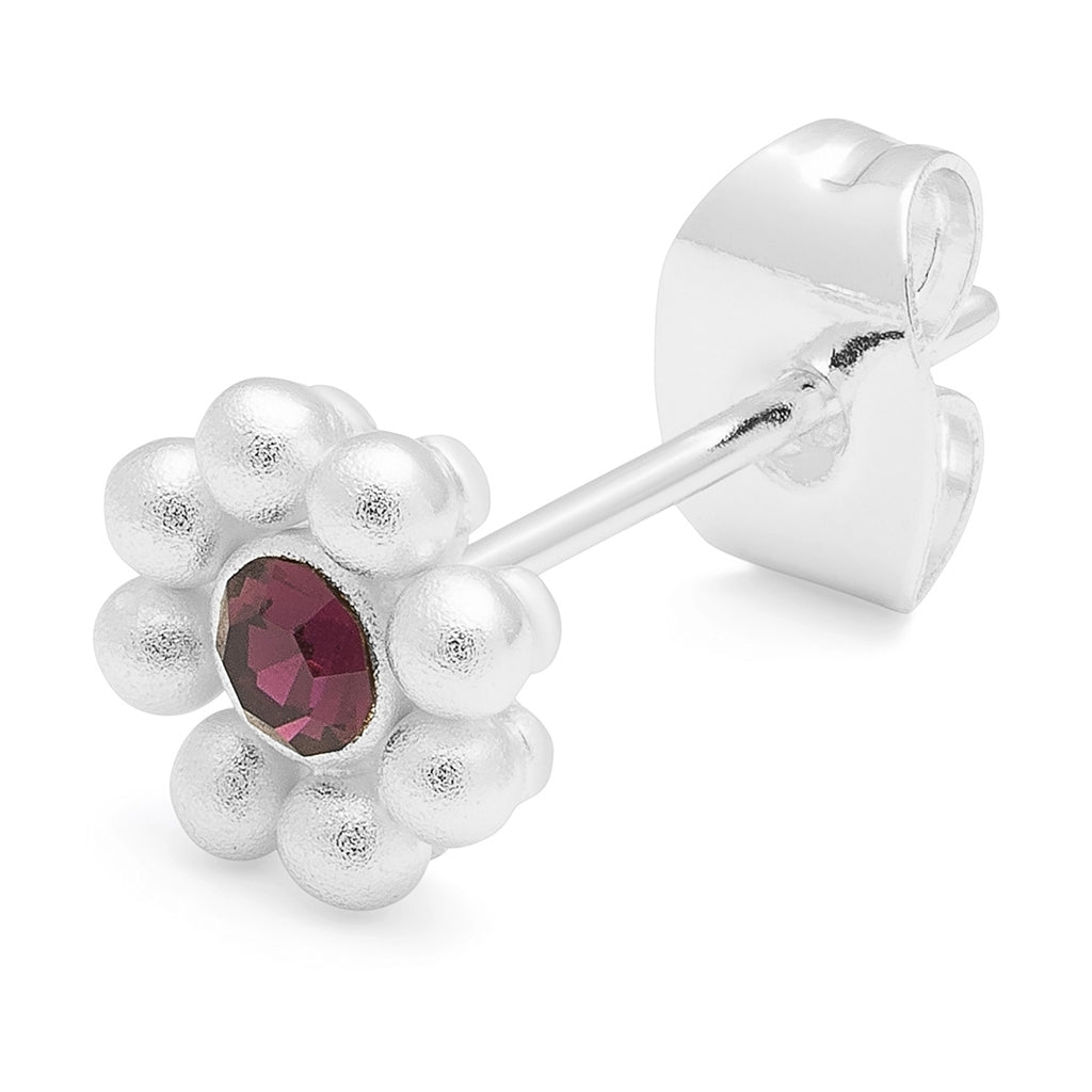 LULU Copenhagen Bouquet Crystal Flower 1 pièce - Plaqué argent Ear stud, 1 pcs Amethyst