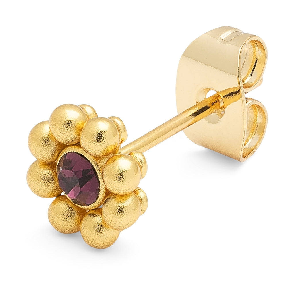 LULU Copenhagen Bouquet Crystal Flower 1 pièce - Plaque or Ear stud, 1 pcs Amethyst
